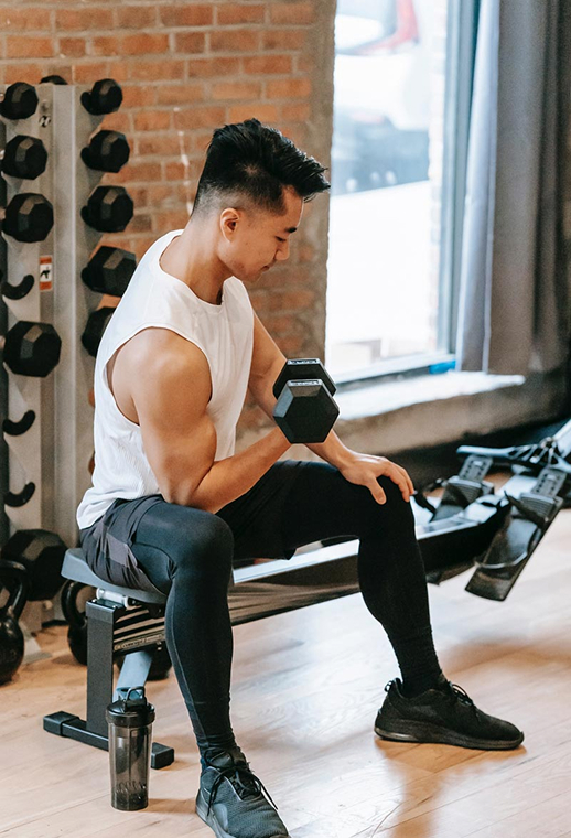 Man with dumbbells